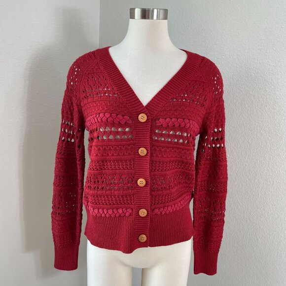 NEW Sundance PXS Red Button Up Cardigan Sweater V Neck Long Sleeve - Picture 1 of 10
